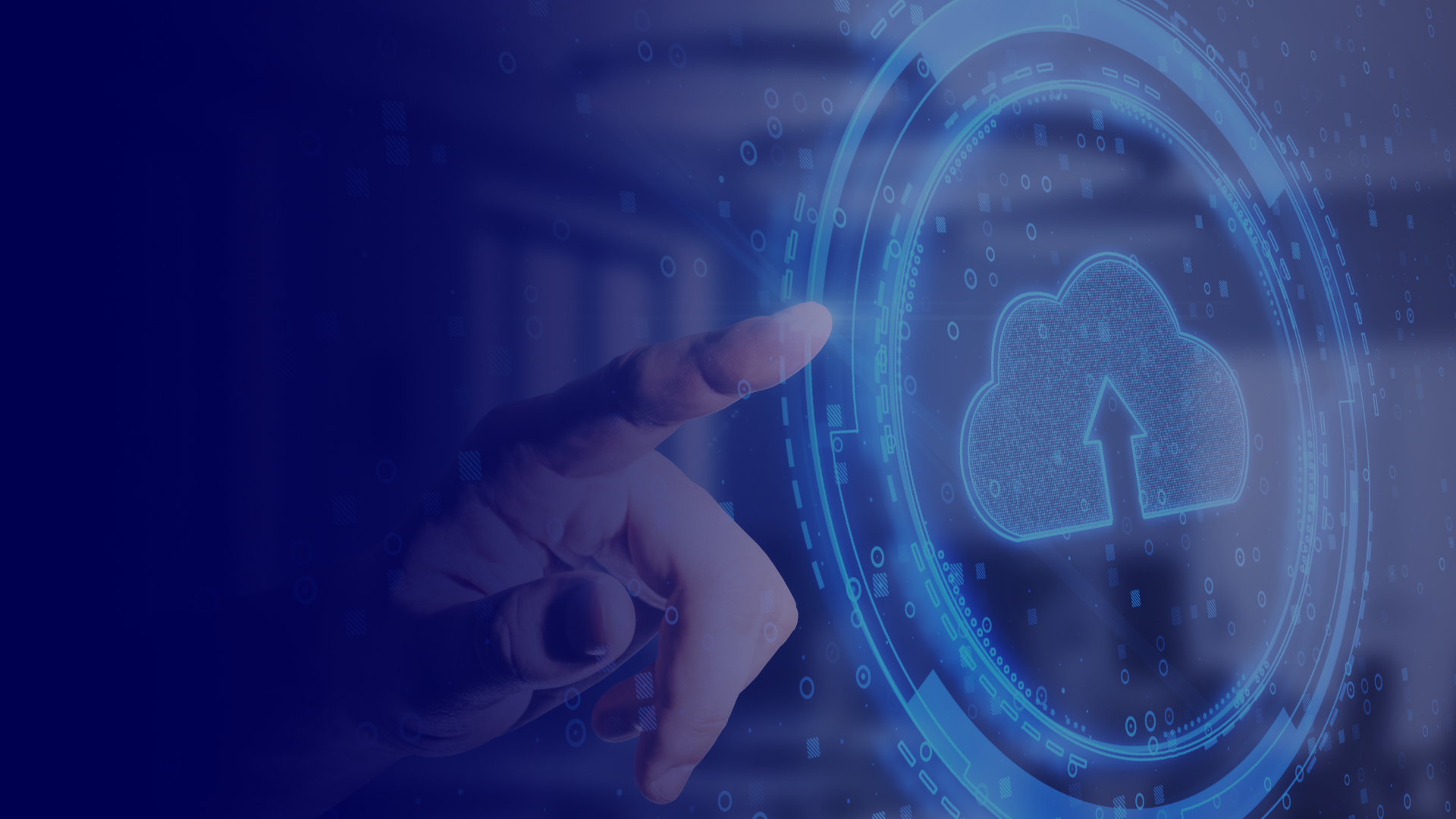 Person touching a digital cloud